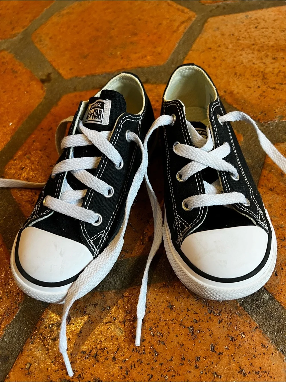 Converse Kids Black Low-Top Sneakers with White Accents